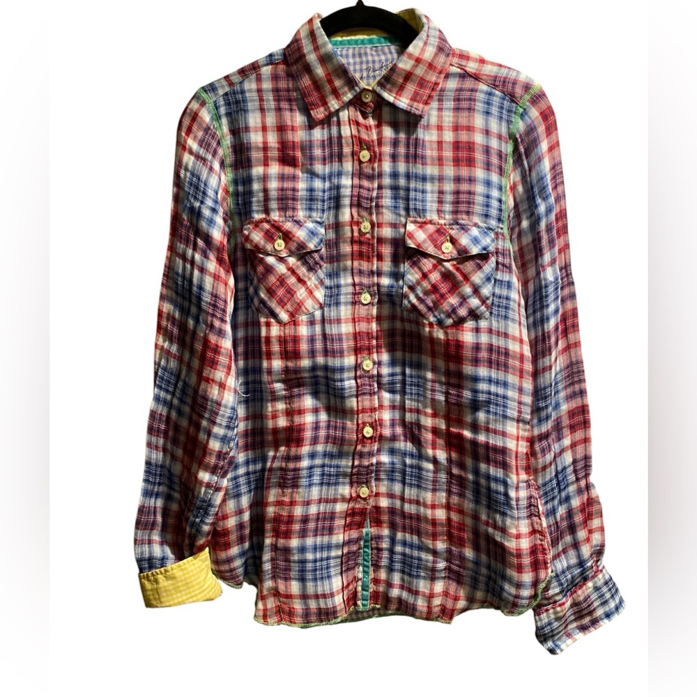 Arnold Zimberg Plaid Button Down Shirt with Dual Pockets